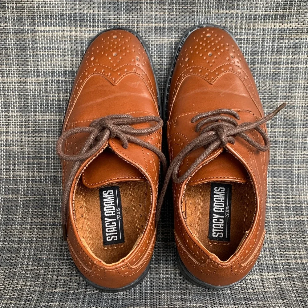 Stacy Adams Dunbar Wingtip Oxford Cognac' Dress Shoes little boys size 11